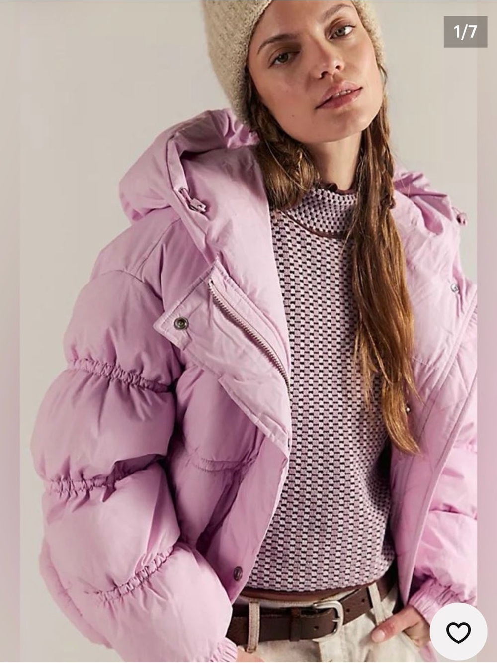 Free People Party Of One Solid Puffer Jacket. NWT. Lilac bloom